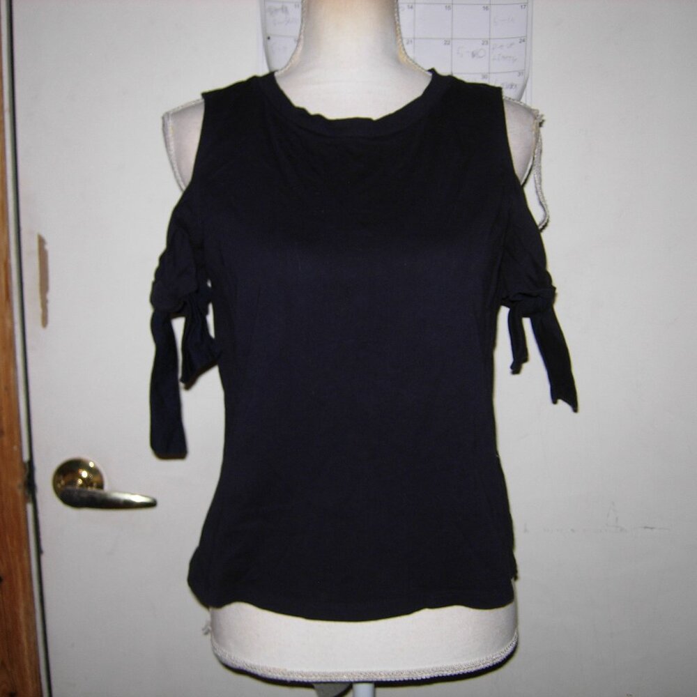 H&M Black Tie Sleeve T-Shirt S